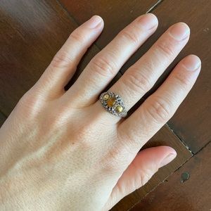 Sterling silver ring with amber